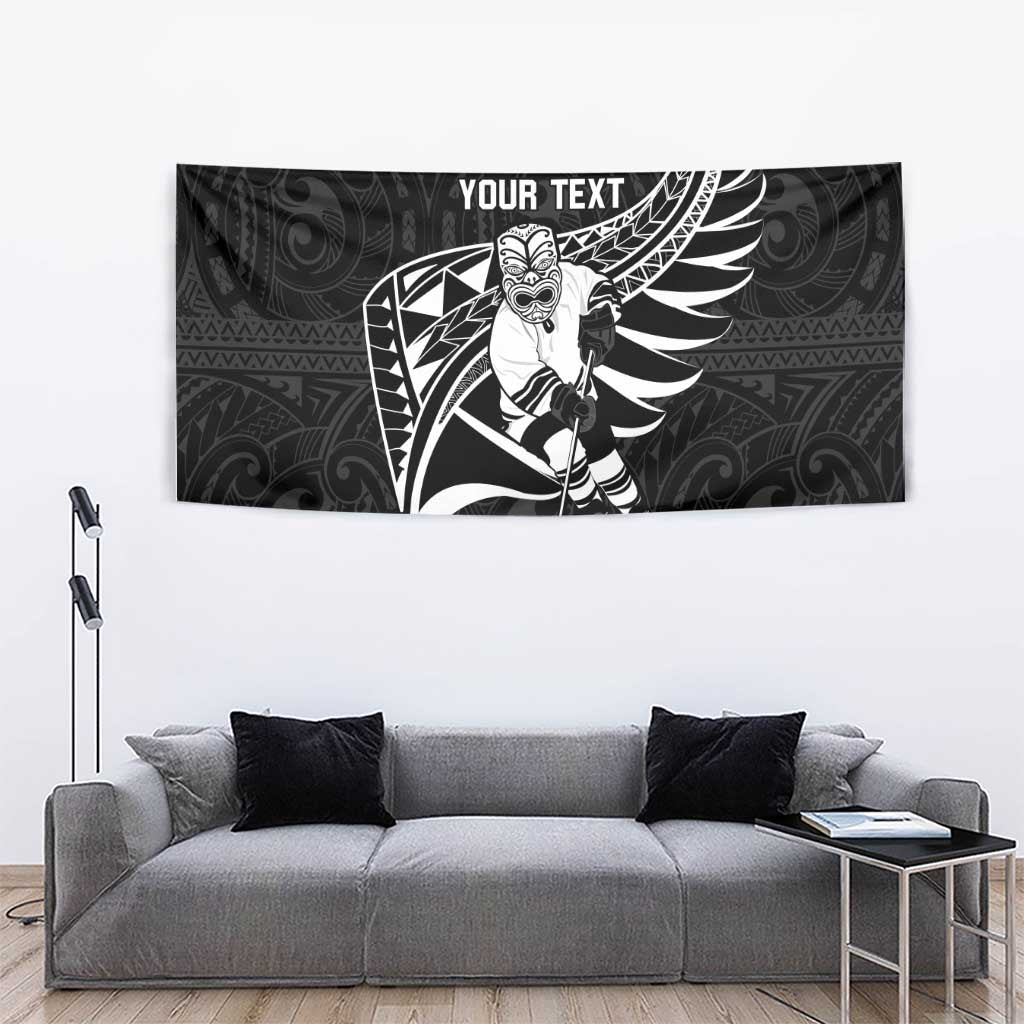 Custom Aotearoa Ice Hockey Tapestry NZ Tiki Mascot - Maori Pattern