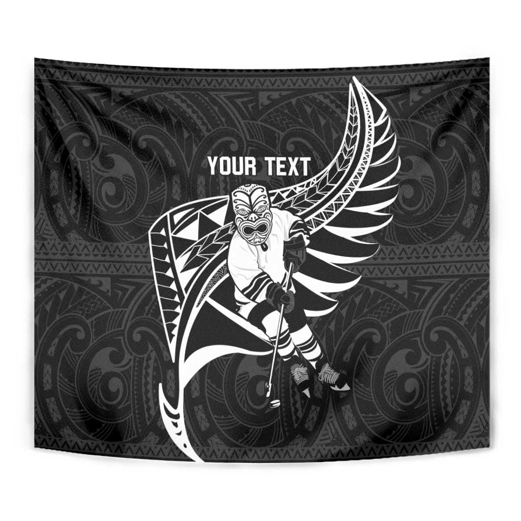Custom Aotearoa Ice Hockey Tapestry NZ Tiki Mascot - Maori Pattern