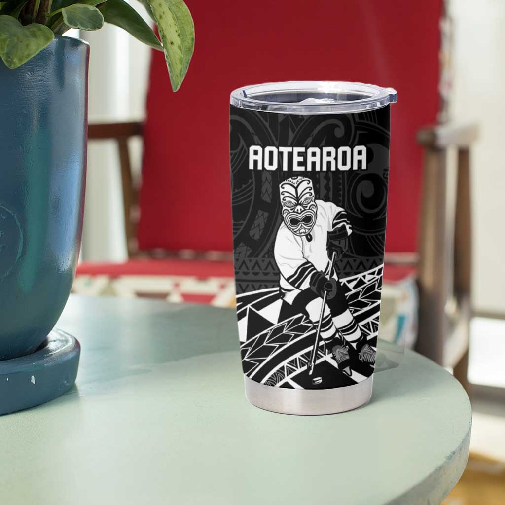 Personalised Aotearoa Ice Hockey Tumbler Cup NZ Tiki Mascot - Maori Pattern LT14