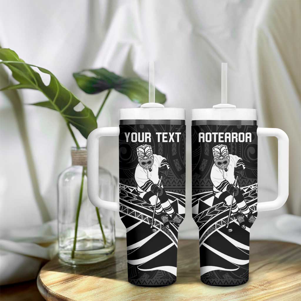 Personalised Aotearoa Ice Hockey Tumbler With Handle NZ Tiki Mascot - Maori Pattern LT14