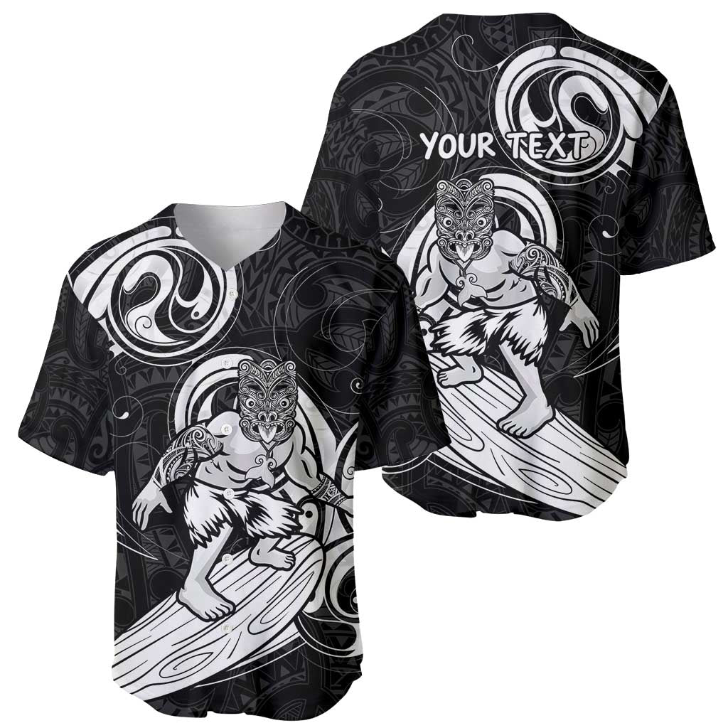 Personalised New Zealand Surfing Baseball Jersey Aotearoa Maori Tiki Haka LT14 - Polynesian Pride