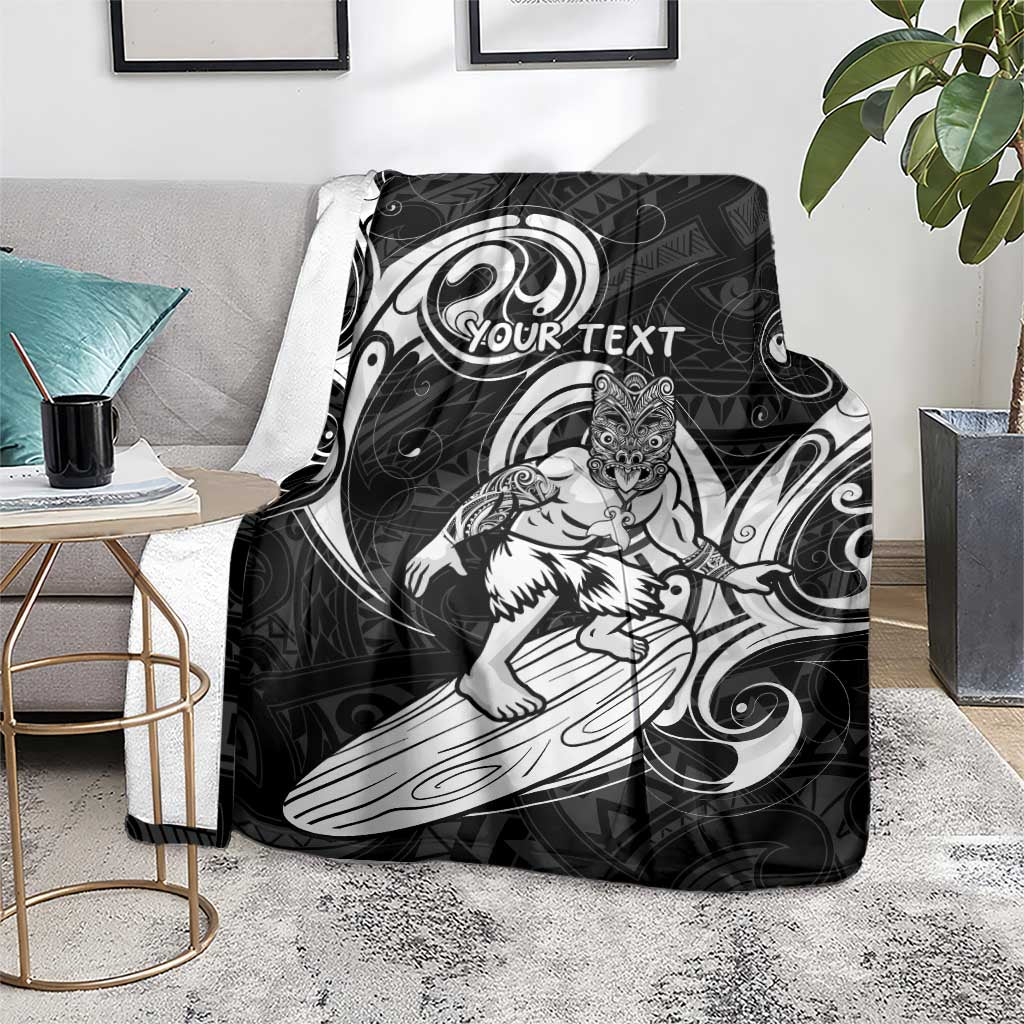 Personalised New Zealand Surfing Blanket Aotearoa Maori Tiki Haka