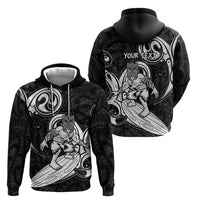 Personalised New Zealand Surfing Hoodie Aotearoa Maori Tiki Haka