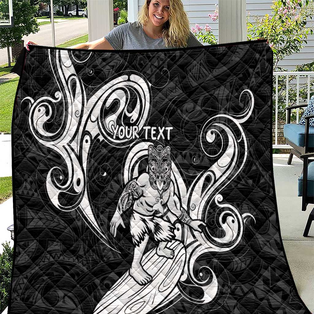 Personalised New Zealand Surfing Quilt Aotearoa Maori Tiki Haka LT14 Black - Polynesian Pride