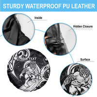 Personalised New Zealand Surfing Spare Tire Cover Aotearoa Maori Tiki Haka