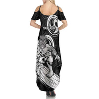 Personalised New Zealand Surfing Summer Maxi Dress Aotearoa Maori Tiki Haka