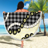 Black Palaka Hawaii Beach Blanket Kukui Nut Pikake Lei Hawaiian Tapa Pattern - Polynesian Pride