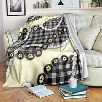 Black Palaka Hawaii Blanket Kukui Nut Pikake Lei Hawaiian Tapa Pattern - Polynesian Pride