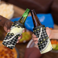 Black Palaka Hawaii 4 in 1 Can Cooler Tumbler Kukui Nut Pikake Lei Hawaiian Tapa Pattern - Polynesian Pride