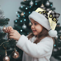 Black Palaka Hawaii Christmas Santa Hat Kukui Nut Pikake Lei Hawaiian Tapa Pattern - Polynesian Pride