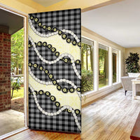 Black Palaka Hawaii Door Cover Kukui Nut Pikake Lei Hawaiian Tapa Pattern - Polynesian Pride
