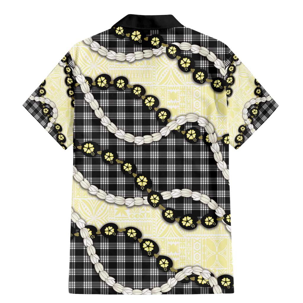 Black Palaka Hawaii Family Matching Mermaid Dress and Hawaiian Shirt Kukui Nut Pikake Lei Hawaiian Tapa Pattern - Polynesian Pride