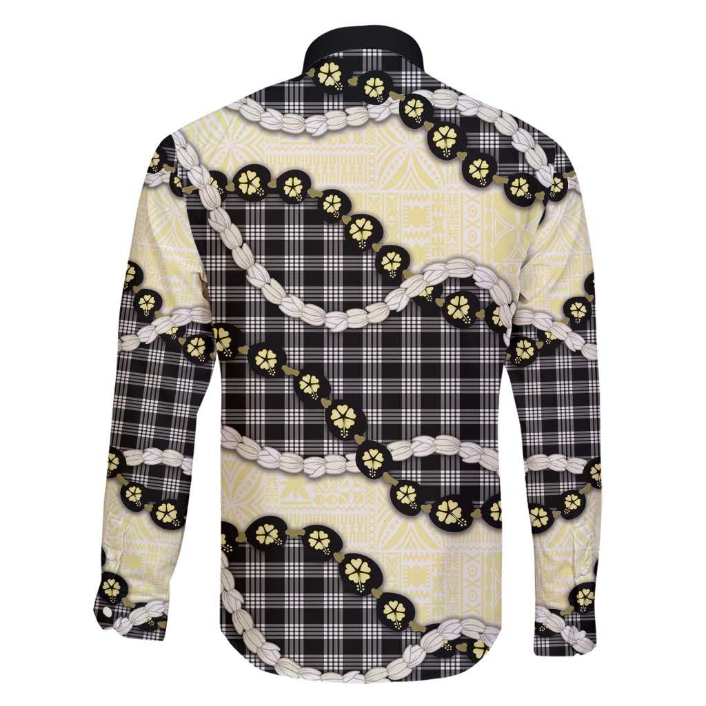 Black Palaka Hawaii Family Matching Off Shoulder Maxi Dress and Hawaiian Shirt Kukui Nut Pikake Lei Hawaiian Tapa Pattern - Polynesian Pride