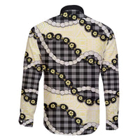 Black Palaka Hawaii Family Matching Off Shoulder Maxi Dress and Hawaiian Shirt Kukui Nut Pikake Lei Hawaiian Tapa Pattern - Polynesian Pride