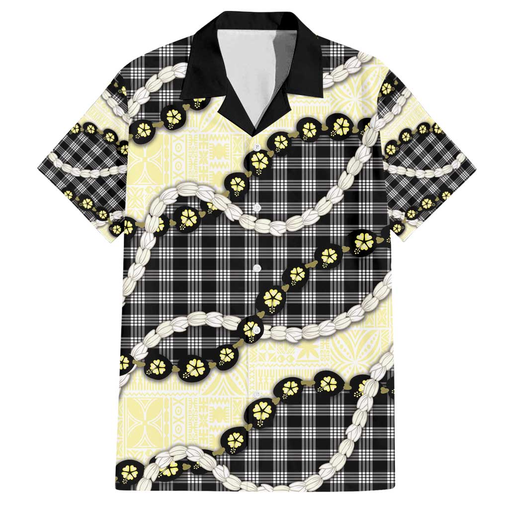 Black Palaka Hawaii Family Matching Puletasi and Hawaiian Shirt Kukui Nut Pikake Lei Hawaiian Tapa Pattern - Polynesian Pride