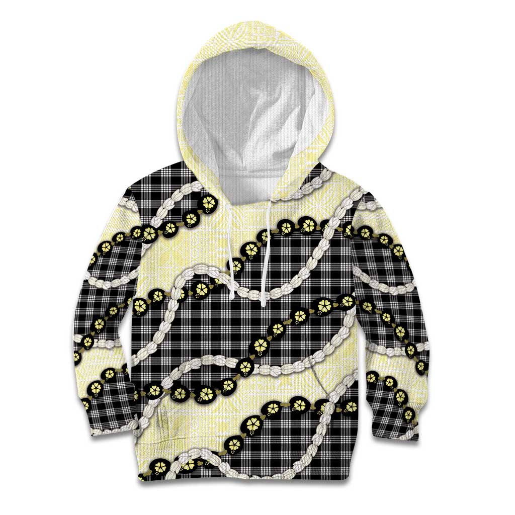 Black Palaka Hawaii Kid Hoodie Kukui Nut Pikake Lei Hawaiian Tapa Pattern LT14 Hoodie Black - Polynesian Pride