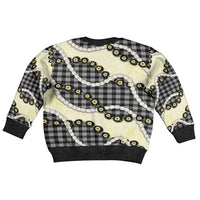 Black Palaka Hawaii Kid Ugly Christmas Sweater Kukui Nut Pikake Lei Hawaiian Tapa Pattern - Polynesian Pride