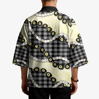 Black Palaka Hawaii Kimono Kukui Nut Pikake Lei Hawaiian Tapa Pattern - Polynesian Pride