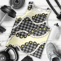 Black Palaka Hawaii Men Tank Top Kukui Nut Pikake Lei Hawaiian Tapa Pattern - Polynesian Pride