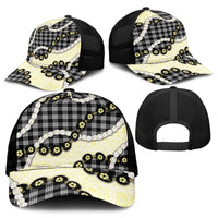 Black Palaka Hawaii Mesh Trucker Cap Kukui Nut Pikake Lei Hawaiian Tapa Pattern - Polynesian Pride