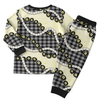 Black Palaka Hawaii Christmas Pajama Set Kukui Nut Pikake Lei Hawaiian Tapa Pattern - Polynesian Pride