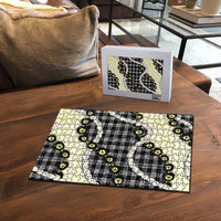 Black Palaka Hawaii Puzzle Kukui Nut Pikake Lei Hawaiian Tapa Pattern - Polynesian Pride