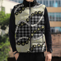 Black Palaka Hawaii Sleeveless Puffer Jacket Kukui Nut Pikake Lei Hawaiian Tapa Pattern - Polynesian Pride