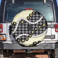 Black Palaka Hawaii Spare Tire Cover Kukui Nut Pikake Lei Hawaiian Tapa Pattern - Polynesian Pride