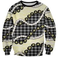 Black Palaka Hawaii Sweatshirt Kukui Nut Pikake Lei Hawaiian Tapa Pattern - Polynesian Pride