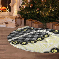 Black Palaka Hawaii Tree Skirt Kukui Nut Pikake Lei Hawaiian Tapa Pattern - Polynesian Pride
