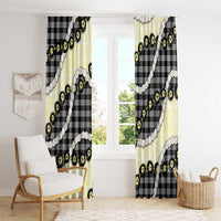 Black Palaka Hawaii Window Curtain Kukui Nut Pikake Lei Hawaiian Tapa Pattern - Polynesian Pride
