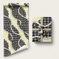 Black Palaka Hawaii Wrapping Paper Kukui Nut Pikake Lei Hawaiian Tapa Pattern - Polynesian Pride