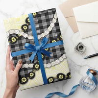 Black Palaka Hawaii Wrapping Paper Kukui Nut Pikake Lei Hawaiian Tapa Pattern - Polynesian Pride