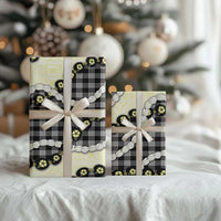 Black Palaka Hawaii Wrapping Paper Kukui Nut Pikake Lei Hawaiian Tapa Pattern - Polynesian Pride