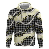 Black Palaka Hawaii Zip Hoodie Kukui Nut Pikake Lei Hawaiian Tapa Pattern - Polynesian Pride