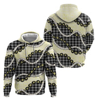 Black Palaka Hawaii Zip Hoodie Kukui Nut Pikake Lei Hawaiian Tapa Pattern - Polynesian Pride