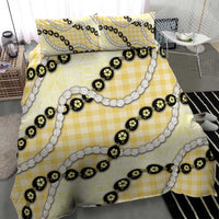 Yellow Palaka Hawaii Bedding Set Kukui Nut Pikake Lei Hawaiian Tapa Pattern - Polynesian Pride