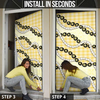 Yellow Palaka Hawaii Door Cover Kukui Nut Pikake Lei Hawaiian Tapa Pattern - Polynesian Pride