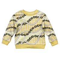 Yellow Palaka Hawaii Kid Ugly Christmas Sweater Kukui Nut Pikake Lei Hawaiian Tapa Pattern - Polynesian Pride