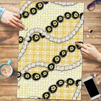 Yellow Palaka Hawaii Puzzle Kukui Nut Pikake Lei Hawaiian Tapa Pattern - Polynesian Pride