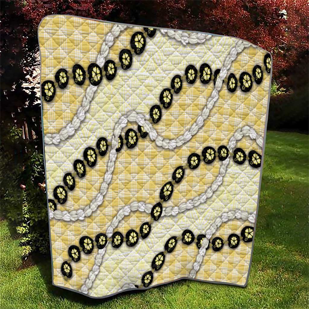 Yellow Palaka Hawaii Quilt Kukui Nut Pikake Lei Hawaiian Tapa Pattern - Polynesian Pride