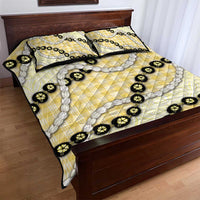 Yellow Palaka Hawaii Quilt Bed Set Kukui Nut Pikake Lei Hawaiian Tapa Pattern - Polynesian Pride