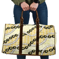 Yellow Palaka Hawaii Travel Bag Kukui Nut Pikake Lei Hawaiian Tapa Pattern - Polynesian Pride