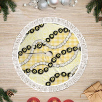 Yellow Palaka Hawaii Tree Skirt Kukui Nut Pikake Lei Hawaiian Tapa Pattern - Polynesian Pride