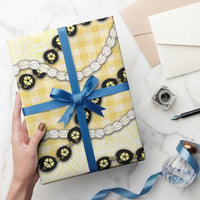 Yellow Palaka Hawaii Wrapping Paper Kukui Nut Pikake Lei Hawaiian Tapa Pattern - Polynesian Pride