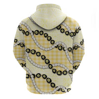 Yellow Palaka Hawaii Zip Hoodie Kukui Nut Pikake Lei Hawaiian Tapa Pattern - Polynesian Pride