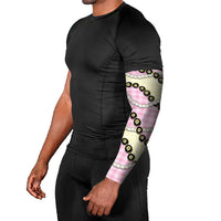 Pink Palaka Hawaii Arm Sleeves Kukui Nut Pikake Lei Hawaiian Tapa Pattern - Polynesian Pride