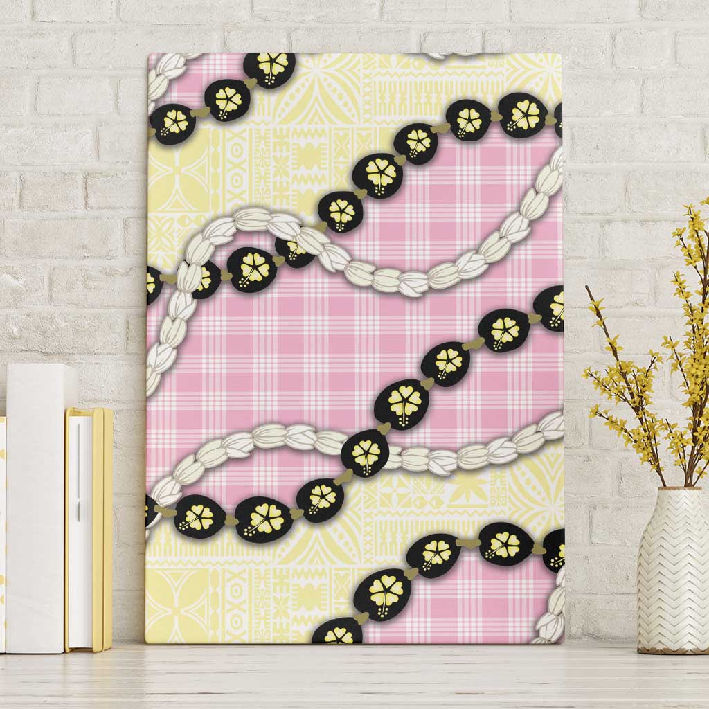Pink Palaka Hawaii Canvas Wall Art Kukui Nut Pikake Lei Hawaiian Tapa Pattern LT14 Without Frame Pink - Polynesian Pride