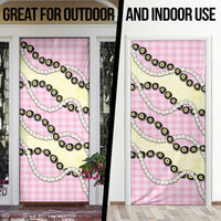 Pink Palaka Hawaii Door Cover Kukui Nut Pikake Lei Hawaiian Tapa Pattern - Polynesian Pride