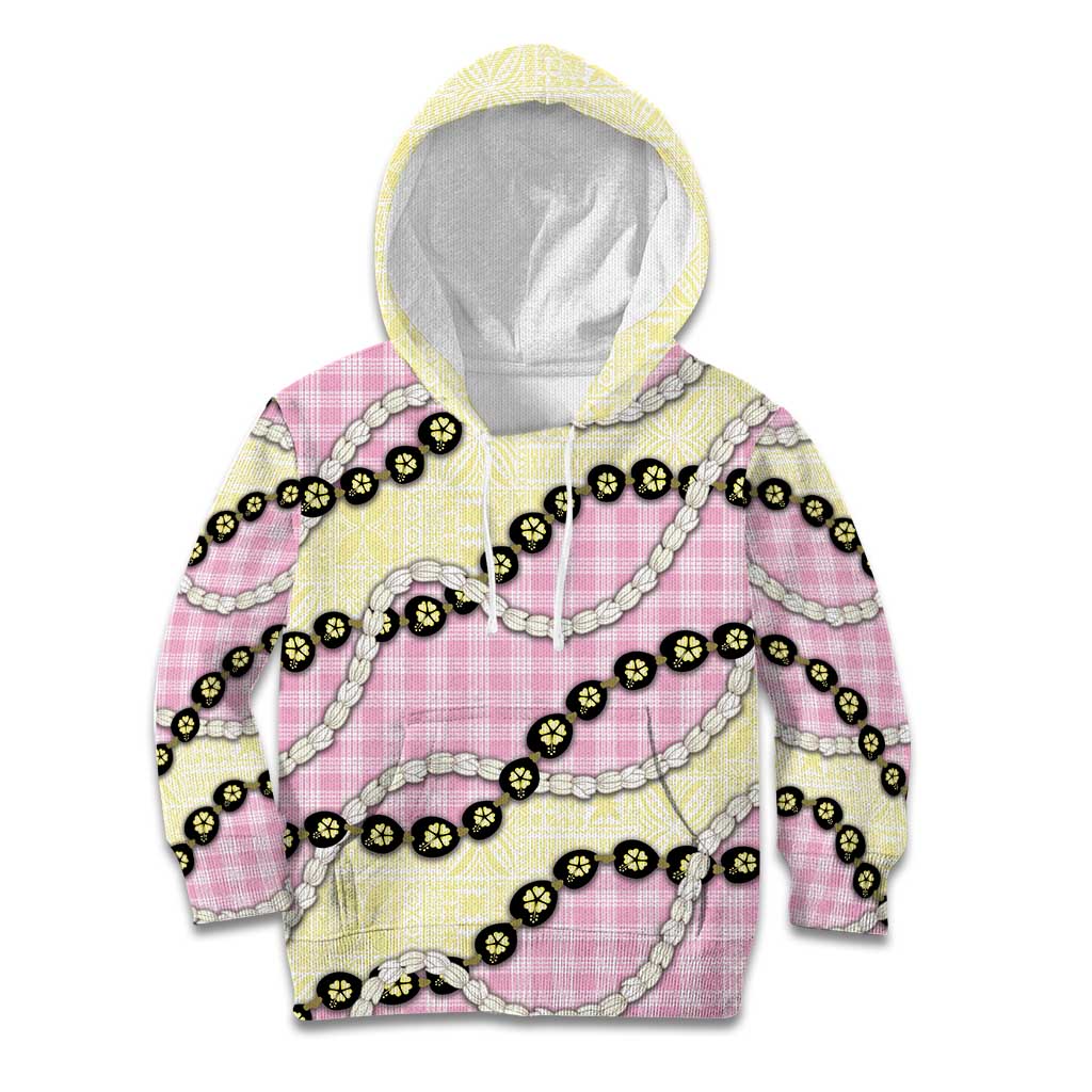 Pink Palaka Hawaii Kid Hoodie Kukui Nut Pikake Lei Hawaiian Tapa Pattern LT14 Hoodie Pink - Polynesian Pride